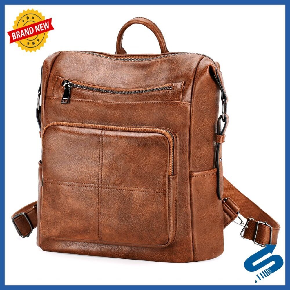 Vegan Leather Convertible Backpack Purse Medium Size Travel Work Chic Minimal